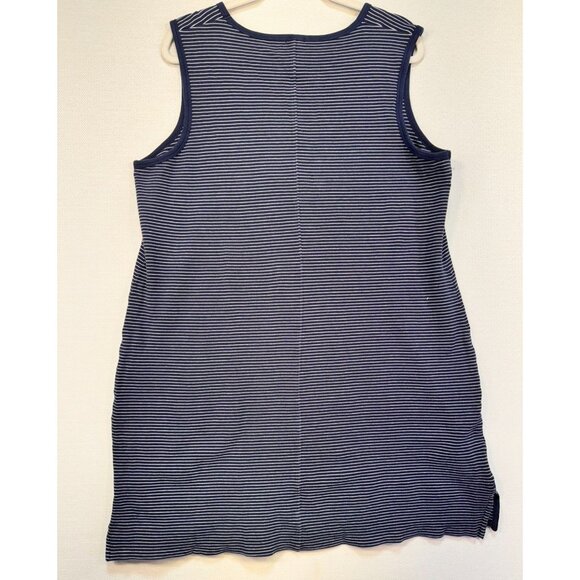 J. Crew Women's Striped Sleeveless Dress L Navy & White Cotton Blend - Picture 8 of 10